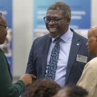 Dean Ogundipe talking during reception 2
